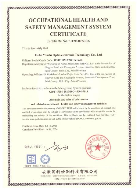 China Hefei Youshi  Optic-electronic Technology Co,. Ltd certificaciones