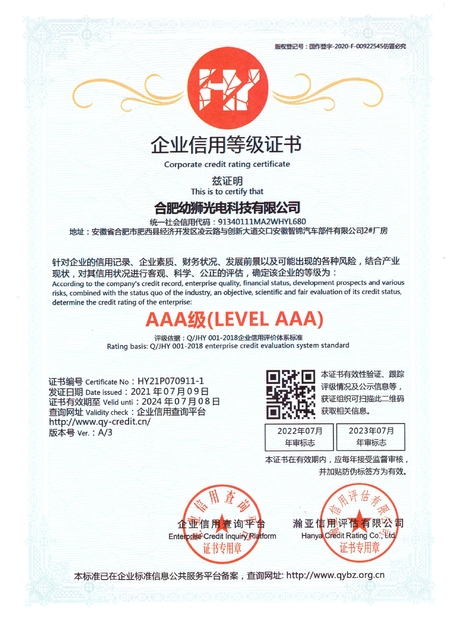 China Hefei Youshi  Optic-electronic Technology Co,. Ltd certificaciones